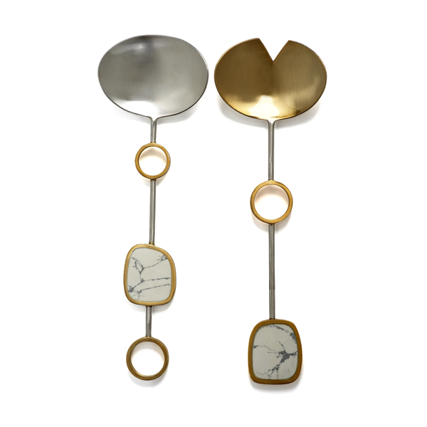 Nickel & Gold Salad Servers