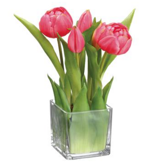 Pink Tulips in Glass