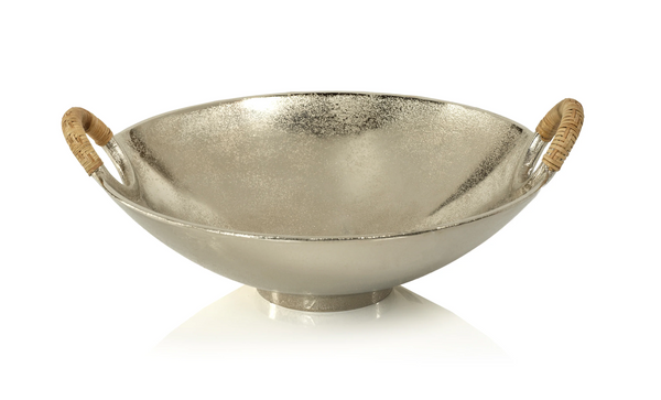 Mendocino Aluminum Bowl with Rattan Handles